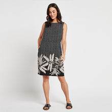 Load image into Gallery viewer, Black Floral Linen Blend Shift Dress - Allsport
