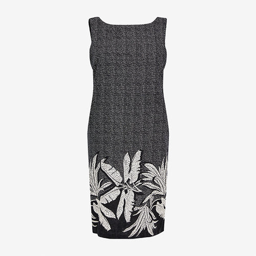 Black Floral Linen Blend Shift Dress - Allsport