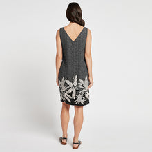 Load image into Gallery viewer, Black Floral Linen Blend Shift Dress - Allsport
