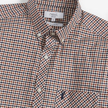 Load image into Gallery viewer, Rust/Navy Short Sleeve Gingham Stretch Oxford Shirt - Allsport
