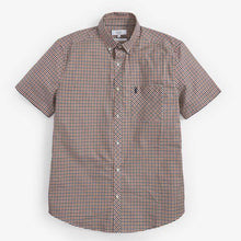 Load image into Gallery viewer, Rush/Navy Regular Fit Regular Fit Short Sleeve Gingham Stretch Oxford Shirt - Allsport
