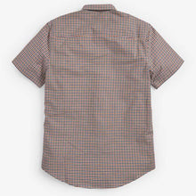 Load image into Gallery viewer, Rush/Navy Regular Fit Regular Fit Short Sleeve Gingham Stretch Oxford Shirt - Allsport
