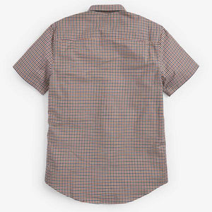 Rush/Navy Regular Fit Regular Fit Short Sleeve Gingham Stretch Oxford Shirt - Allsport