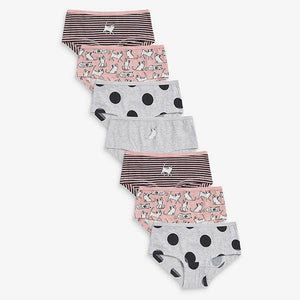 Pink/Grey 7 Pack Cat Character Hipster Briefs (2-12yrs) - Allsport