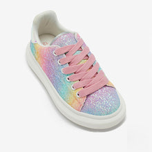 Load image into Gallery viewer, Pastel Rainbow Glitter Chunky Sole Trainers (Older Girls) - Allsport
