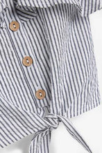 Load image into Gallery viewer, Button Through Tie Front Stripe  Blouse - Allsport
