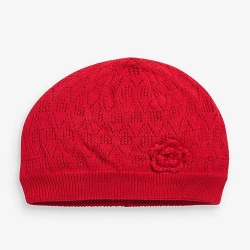 Red Floral Crochet Hat (0mths-18mths) - Allsport