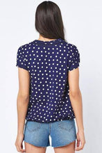 Load image into Gallery viewer, Navy and White Spot Short Sleeves Bubblehem T-Shirt - Allsport
