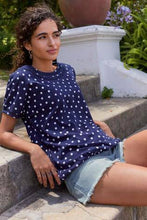 Load image into Gallery viewer, Navy and White Spot Short Sleeves Bubblehem T-Shirt - Allsport
