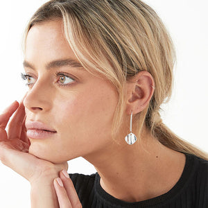 Silver Tone Pebble Pull Through Earrings - Allsport