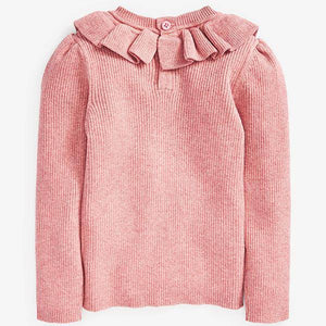Pink Frill Neck Knitted Top (3mths-5yrs) - Allsport