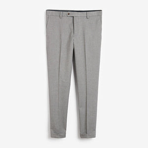 Grey Slim Fit Herringbone Suit: Trousers - Allsport