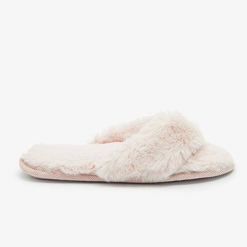 Pink Recycled Faux Fur Slippers - Allsport