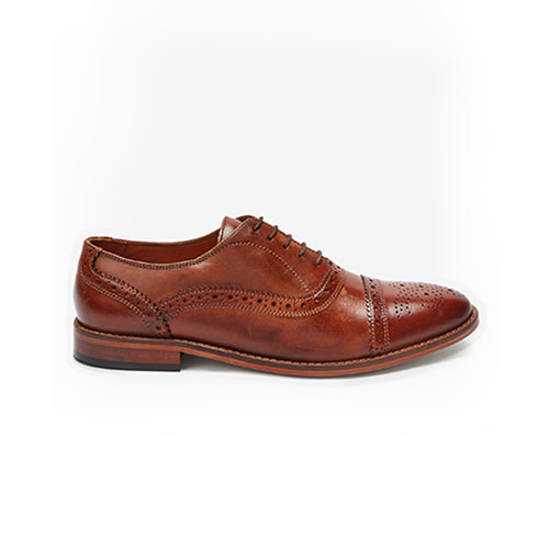 Tan Leather Toe Cap Oxford Shoes (Men) - Allsport