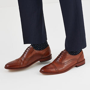 Tan Leather Toe Cap Oxford Shoes (Men) - Allsport