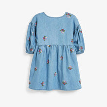Load image into Gallery viewer, Denim Floral Embroidered Dress (3mths-6yrs) - Allsport
