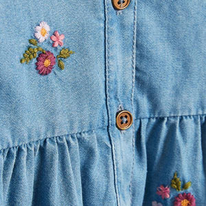 Denim Floral Embroidered Dress (3mths-6yrs) - Allsport