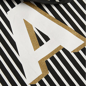 Black/White Stripe Organic Cotton Reusable Monogram Bag For Life - Allsport