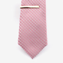 Load image into Gallery viewer, Pink Geometric Slim Tie With Tie Clip - Allsport

