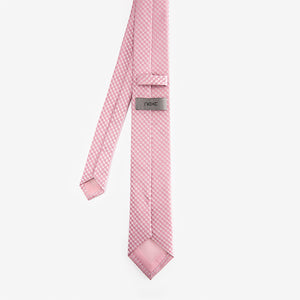 Pink Geometric Slim Tie With Tie Clip - Allsport