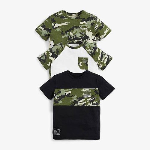Camouflage 3 Pack T-Shirts (3-12yrs) - Allsport