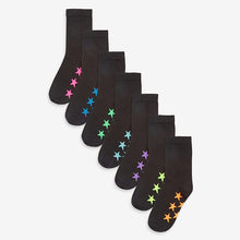Load image into Gallery viewer, Black Stars 7 Pack Cotton Rich Socks - Allsport
