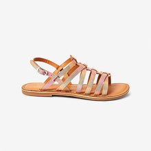 Load image into Gallery viewer, Rainbow Shimmer Leather Strappy Sandals (Older Girls) - Allsport
