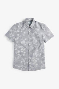 Grey Slim Fit Floral Print Shirt - Allsport