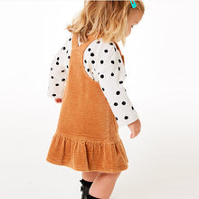 Load image into Gallery viewer, Tan Frill Cord Pinafore (3mths-6yrs) - Allsport
