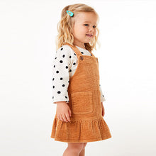 Load image into Gallery viewer, Tan Frill Cord Pinafore (3mths-6yrs) - Allsport
