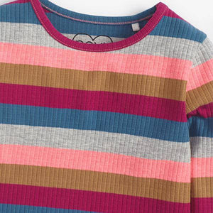 Bright Stripe Long Sleeve Rib T-Shirt (3mths-6yrs) - Allsport