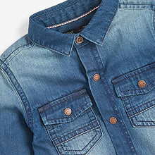 Load image into Gallery viewer, Blue Washed Denim Long Sleeve Shirt (3mths-6yrs) - Allsport
