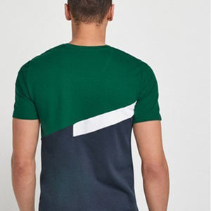 Green/Navy Blocking T-Shirt - Allsport