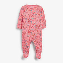 Load image into Gallery viewer, Pink 3 Pack Paisley Sleepsuits (0mths-18mths) - Allsport
