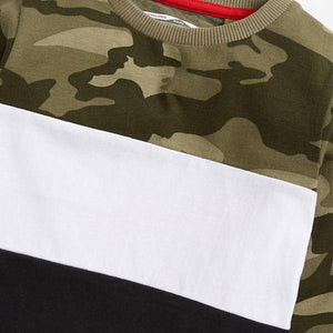 Camo Long Sleeve Colourblock T-Shirt (3mths-5yrs) - Allsport