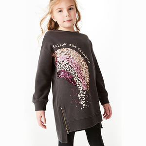 Black Sequin Rainbow Jumper Dress (3-12yrs) - Allsport