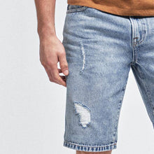 Load image into Gallery viewer, Blue Ripped Denim Shorts - Allsport
