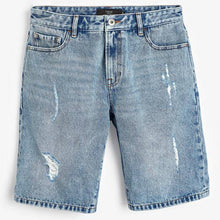 Load image into Gallery viewer, Blue Ripped Denim Shorts - Allsport
