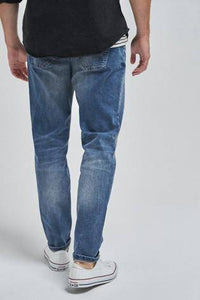 Blue Tapered Slim Fit Jeans With Stretch - Allsport