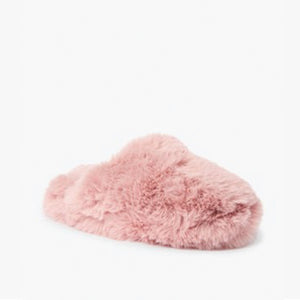 Pink Recycled Faux Fur Mule Slippers (Older Girls) - Allsport