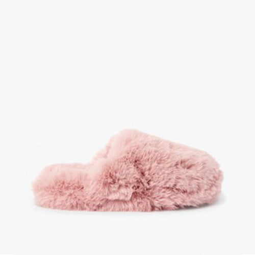 Pink Recycled Faux Fur Mule Slippers (Older Girls) - Allsport