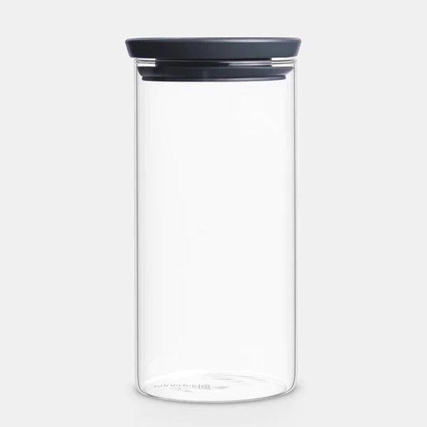 BRABANTIA 1.1L Stackable Glass Jar, Dark Grey