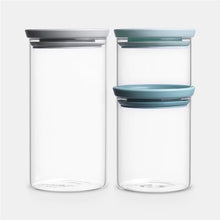 Load image into Gallery viewer, BRABANTIA Set of 3 Mix Stackable Glass Jars
