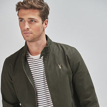 Load image into Gallery viewer, Khaki Green Shower Resistant Harrington Jacket With Check Lining
