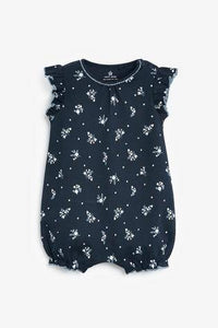 Blue 3 Pack Floral Rompers  (up to 18 months) - Allsport