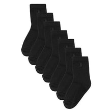 Load image into Gallery viewer, Black 7 Pack Cotton Rich Socks (Older) - Allsport
