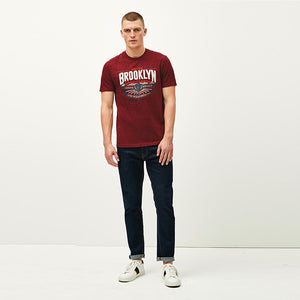 Red Marl Brooklyn Graphic T-Shirt - Allsport