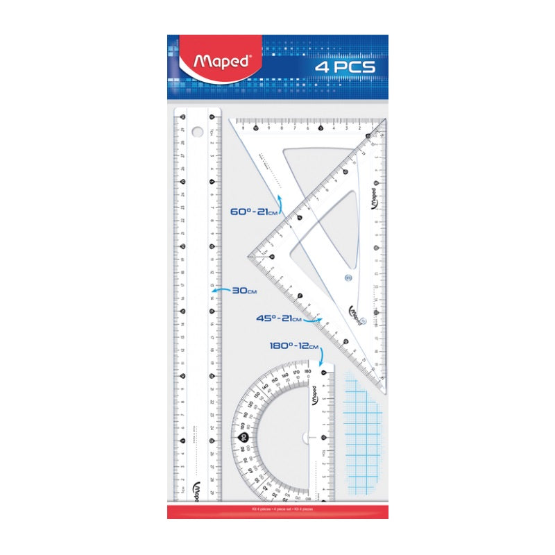 Start Kit with 30cm Ruler/2 Squares 21cm/ Protractor 12cm in Bag Ref 242830