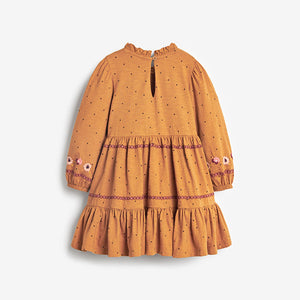 Burnt Orange Embroidered Dress (3mths-6yrs) - Allsport