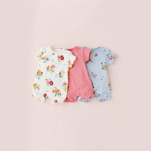 3PK RED FLORAL ROMPERS (0-6MTHS) - Allsport